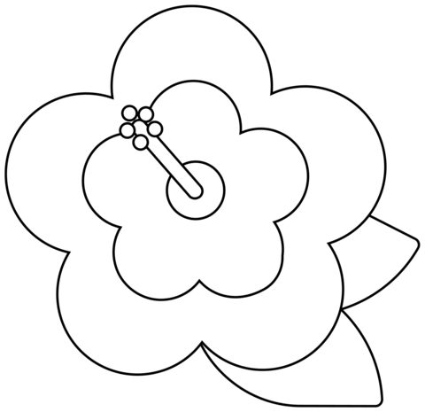 Hibiscus Emoji Coloring Page